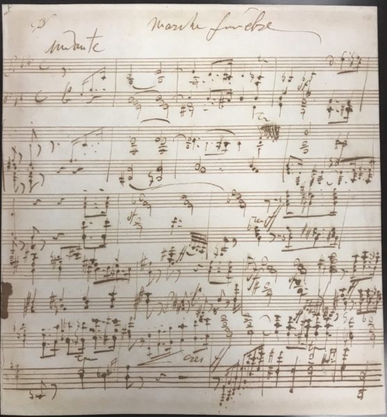 Music notation on parchment paper