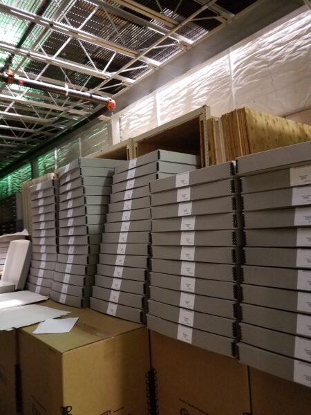 Empty archival boxes