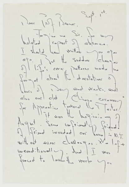 A handwritten letter from Ying Li to Marcel Breuer.